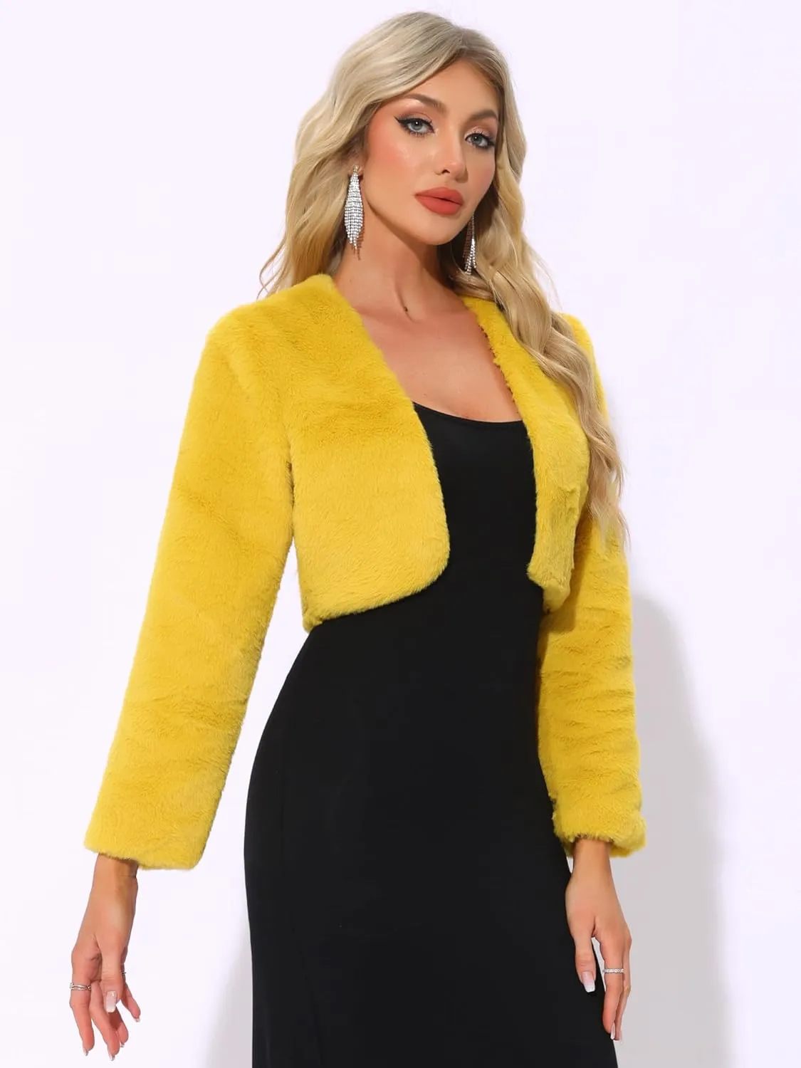 Allegra K Formal Bolero for Women's Evening Dressy Faux Fur Shrug Jacket