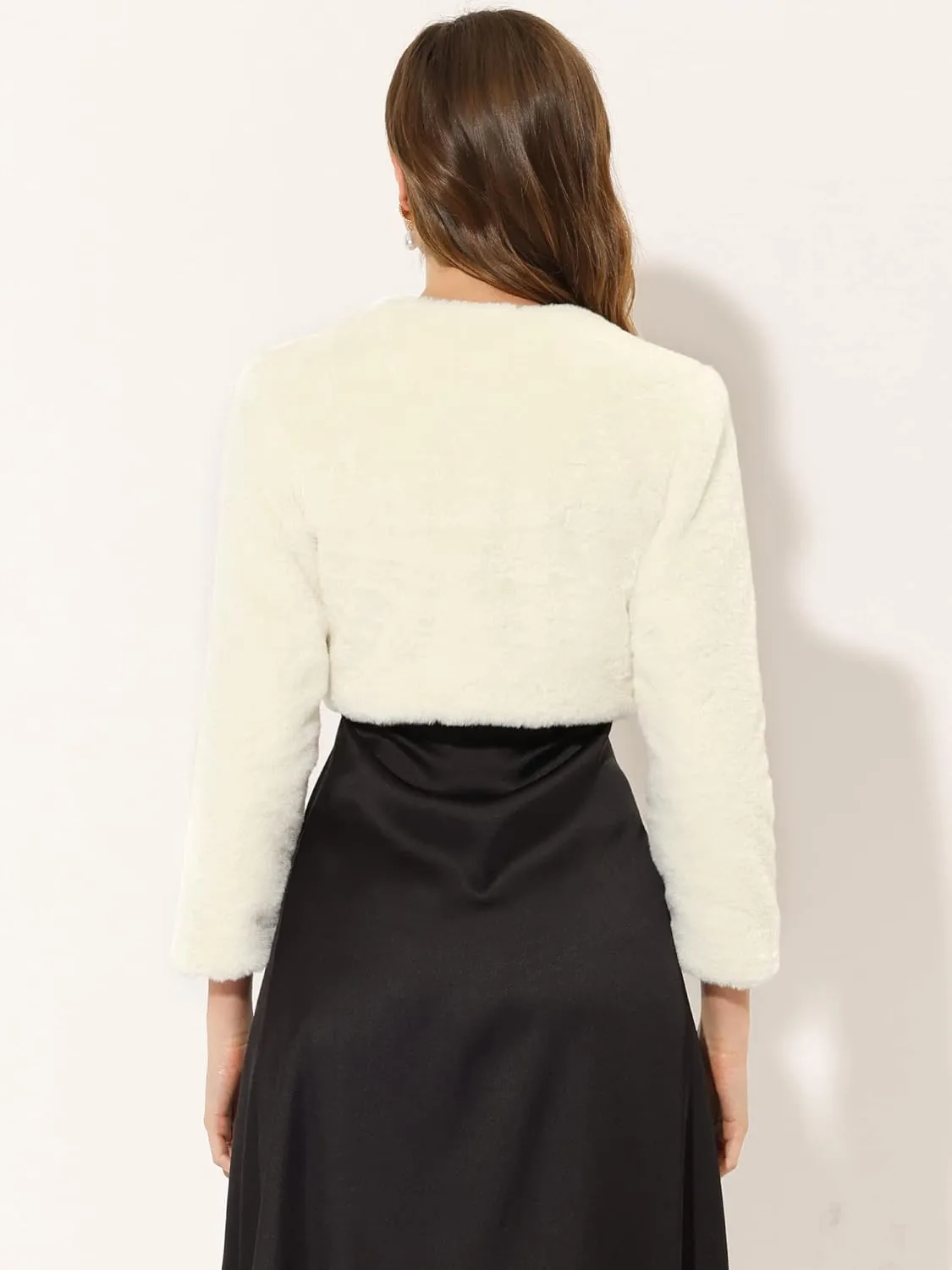 Allegra K Formal Bolero for Women's Evening Dressy Faux Fur Shrug Jacket