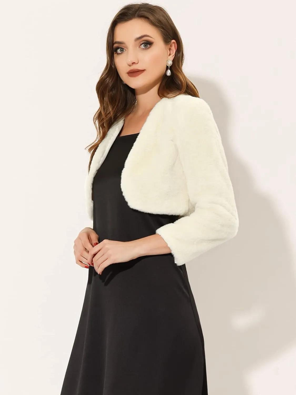 Allegra K Formal Bolero for Women's Evening Dressy Faux Fur Shrug Jacket