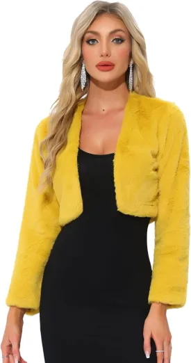 Allegra K Formal Bolero for Women's Evening Dressy Faux Fur Shrug Jacket