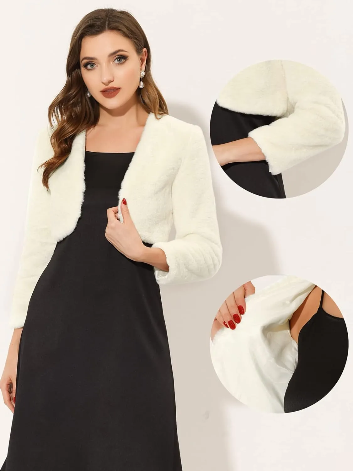 Allegra K Formal Bolero for Women's Evening Dressy Faux Fur Shrug Jacket