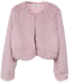 Amazhiyu Women's Faux Fur Cropped Coat Pockets Long Sleeve Open Front Winter Jacket