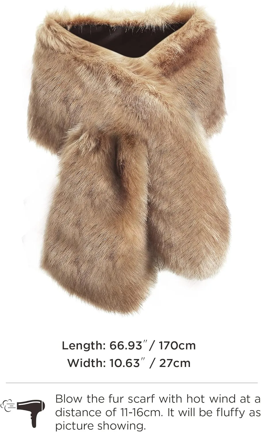 BABEYOND Womens Faux Fur Collar Shawl Faux Fur Scarf Wrap Evening Cape for Winter Coat