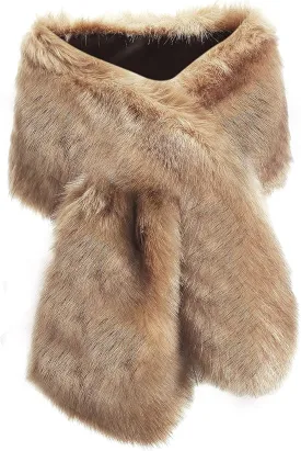 BABEYOND Womens Faux Fur Collar Shawl Faux Fur Scarf Wrap Evening Cape for Winter Coat