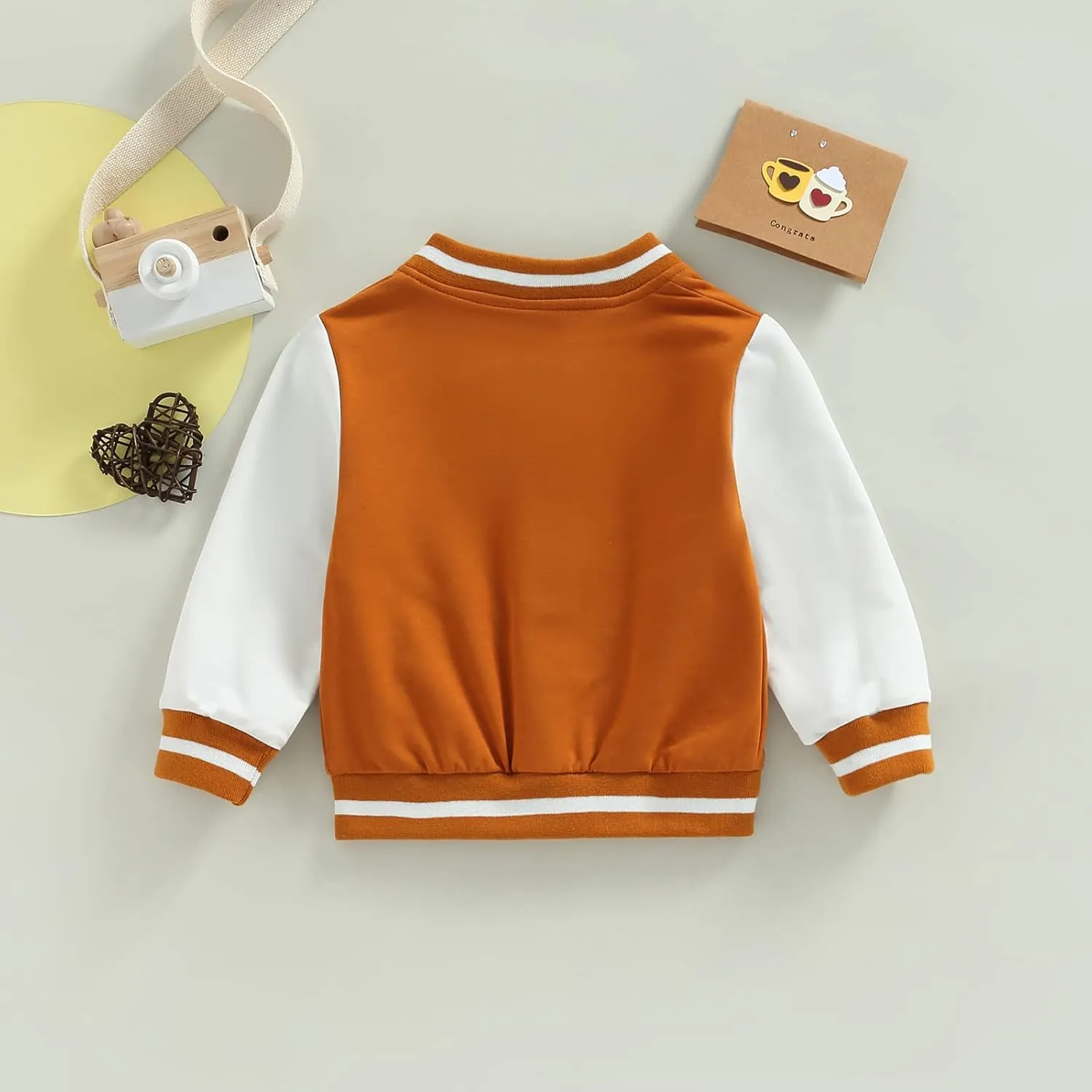 Baby Boy Girl Baseball Varsity Jacket Long Sleeve Button Down Letterman Bomber Outwear Coat Fall Winter Clothes