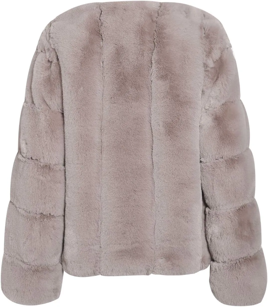 BerryGo Women's Long Sleeve Open Front Fuzzy Faux Fur Coat