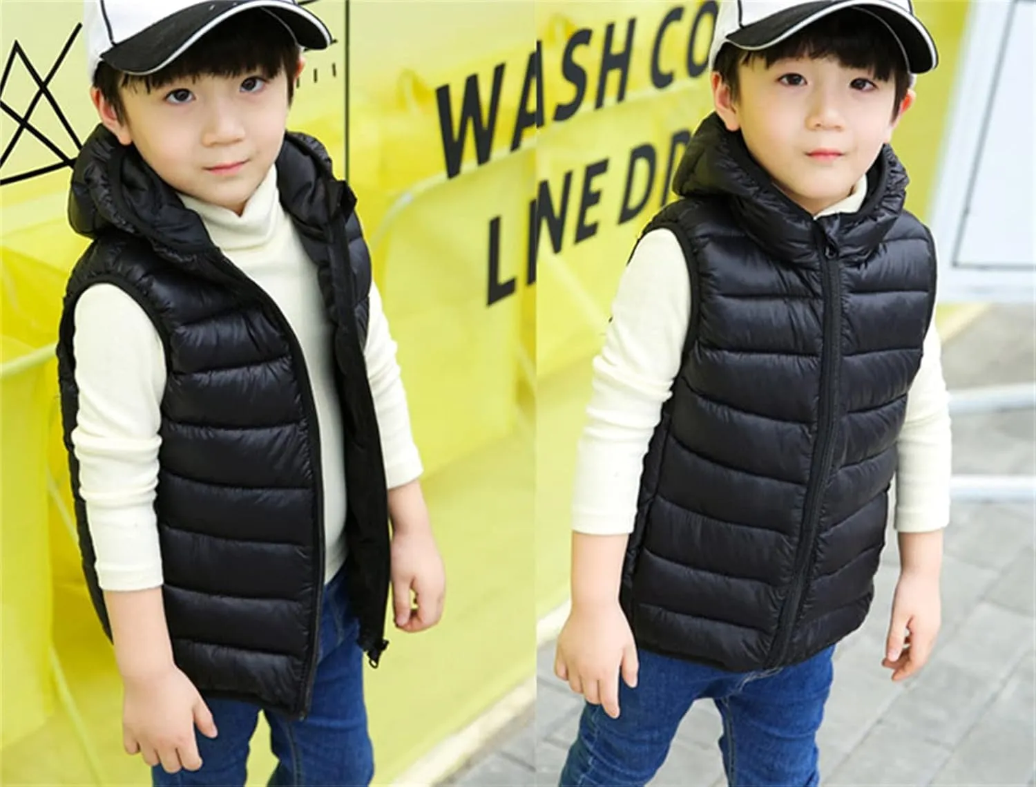 Boys Girls Winter Hooded Puffer Vest Kids Lightweight Sleeveless Puffer Jacket Packable Quilted Vest Padded Down Coat