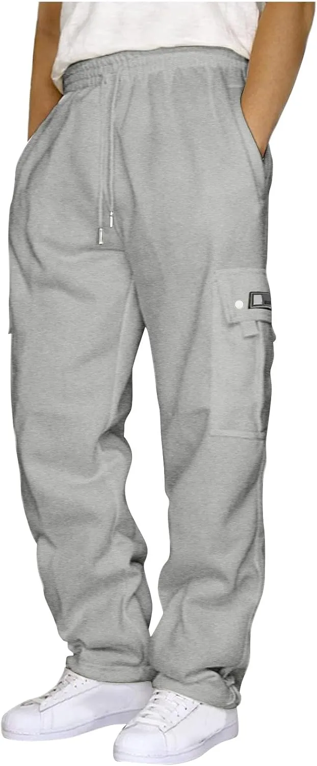 Casual Jogger Pants for Men Breathable Relaxed Fit Chino Outdoor Cargo Pants Workout Comfy Twill Jogging Sweatpants
