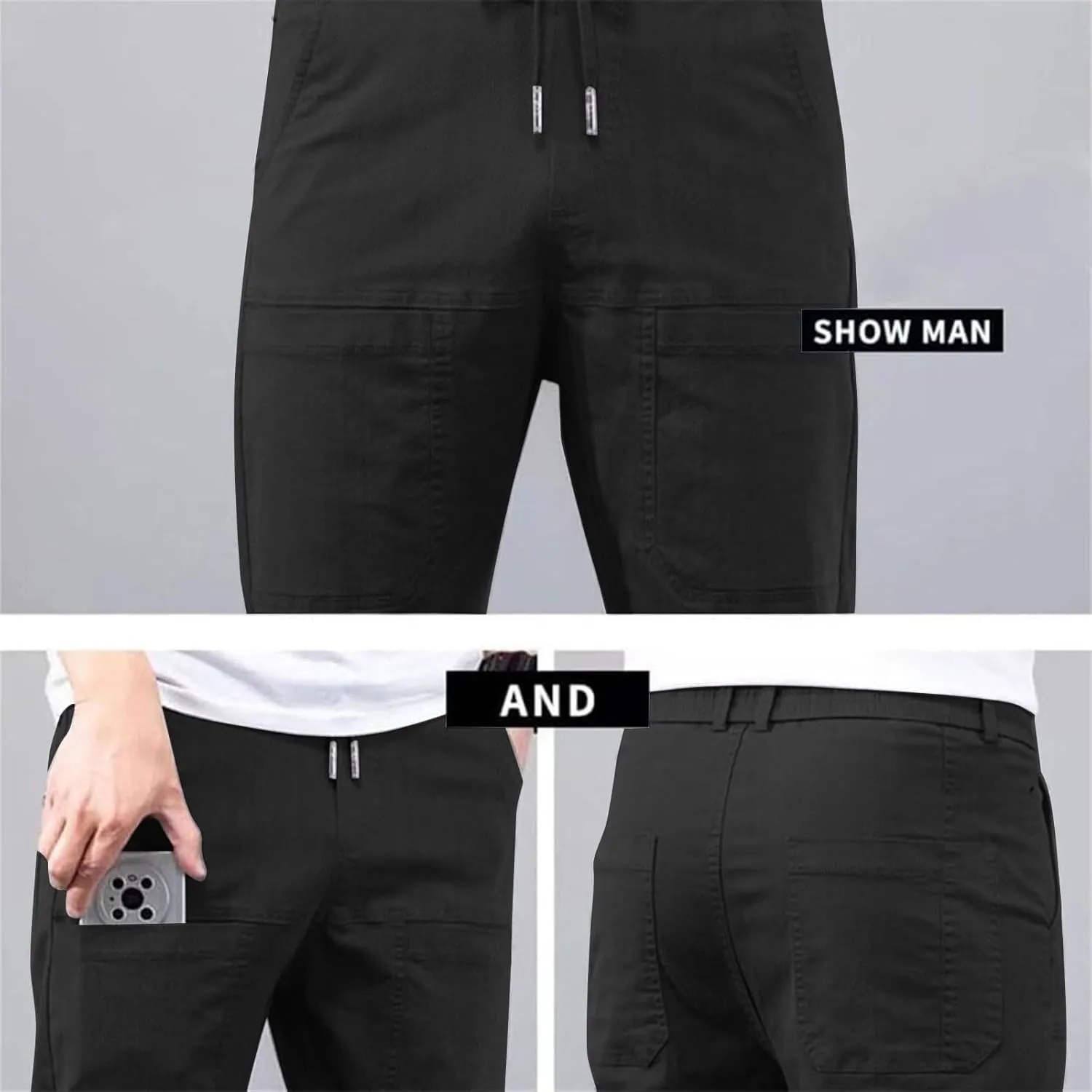 Chinos Pants Men Stretch Active Mens Slacks Chino Pants Slim Fit Twill Tapered Pants Cargo Casual Pants Golf Joggers