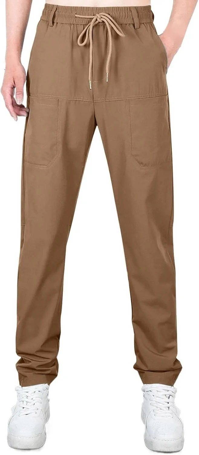 Chinos Pants Men Stretch Active Mens Slacks Chino Pants Slim Fit Twill Tapered Pants Cargo Casual Pants Golf Joggers