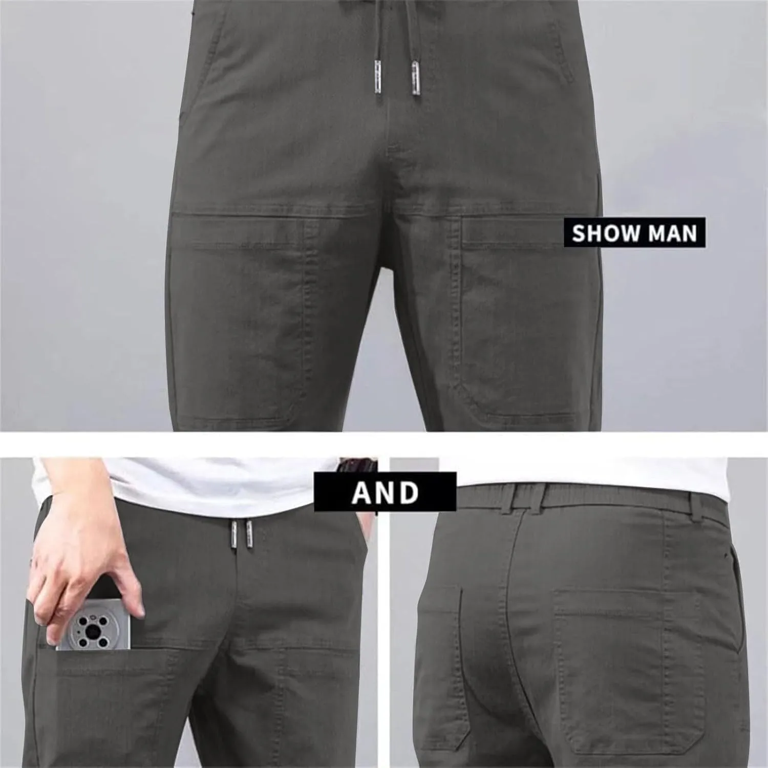 Chinos Pants Men Stretch Active Mens Slacks Chino Pants Slim Fit Twill Tapered Pants Cargo Casual Pants Golf Joggers