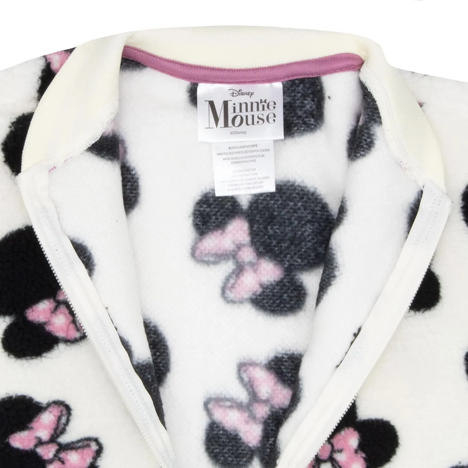 Disney Lilo & Stitch, Minnie Mouse Girls Fleece Varsity Jacket - Fuzzy Lightweight Zip-Up Bomber Jacket for Kids