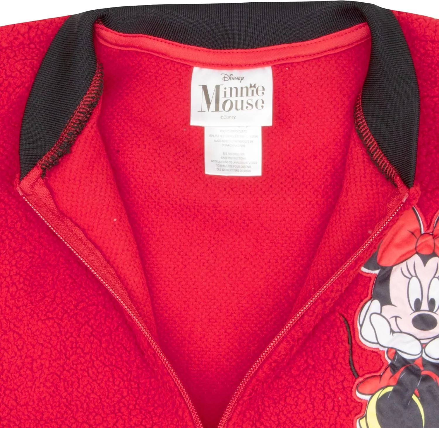 Disney Lilo & Stitch, Minnie Mouse Girls Fleece Varsity Jacket - Fuzzy Lightweight Zip-Up Bomber Jacket for Kids