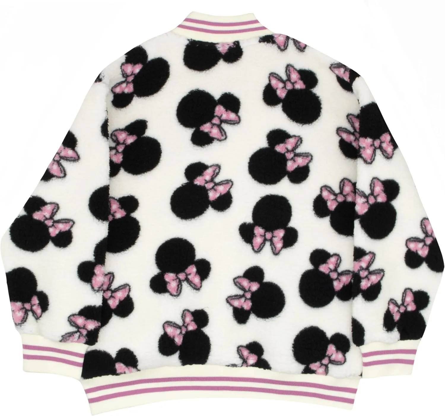 Disney Lilo & Stitch, Minnie Mouse Girls Fleece Varsity Jacket - Fuzzy Lightweight Zip-Up Bomber Jacket for Kids