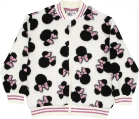 Disney Lilo & Stitch, Minnie Mouse Girls Fleece Varsity Jacket - Fuzzy Lightweight Zip-Up Bomber Jacket for Kids