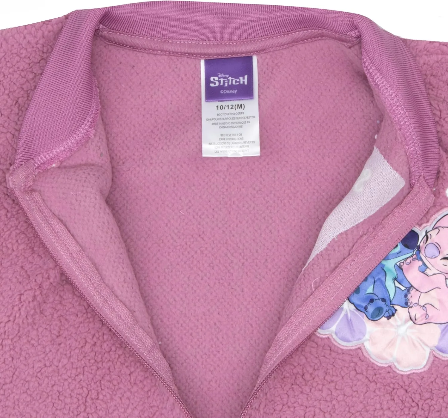 Disney Lilo & Stitch, Minnie Mouse Girls Fleece Varsity Jacket - Fuzzy Lightweight Zip-Up Bomber Jacket for Kids