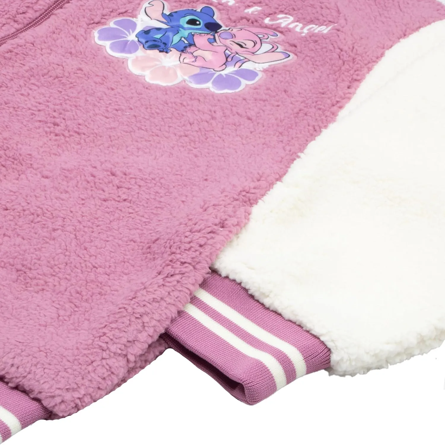 Disney Lilo & Stitch, Minnie Mouse Girls Fleece Varsity Jacket - Fuzzy Lightweight Zip-Up Bomber Jacket for Kids