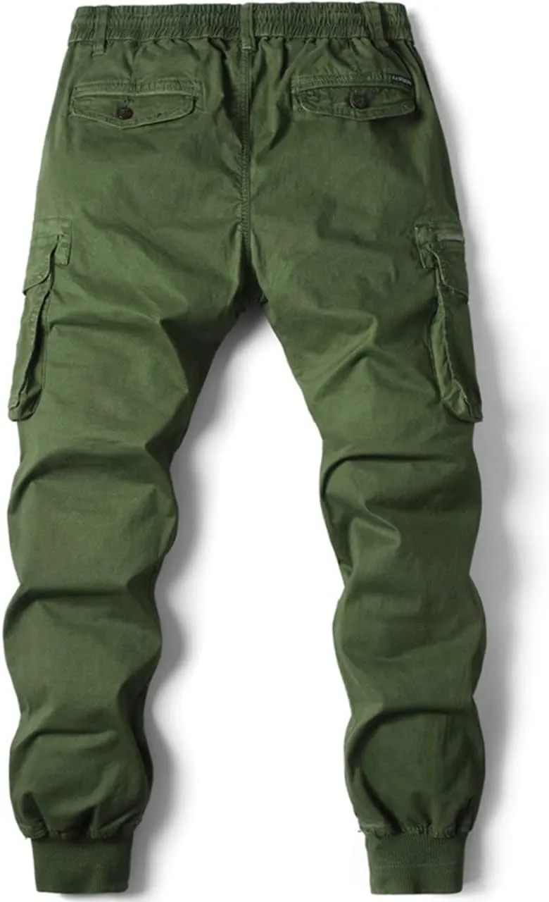 ebossy Men's Multi-Pocket Military Combat Ripstop Jogger Cargo Pants with Rib Cuff