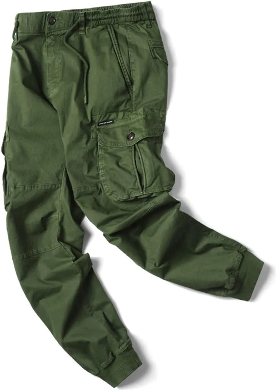 ebossy Men's Multi-Pocket Military Combat Ripstop Jogger Cargo Pants with Rib Cuff