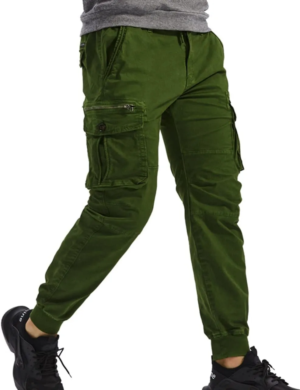 ebossy Men's Multi-Pocket Military Combat Ripstop Jogger Cargo Pants with Rib Cuff