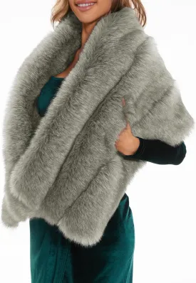 ELFJOY Luxury Faux Fur Shawl for Women Winter Fur Coat Wedding Party Fur Stole Wraps for Evening Dresses