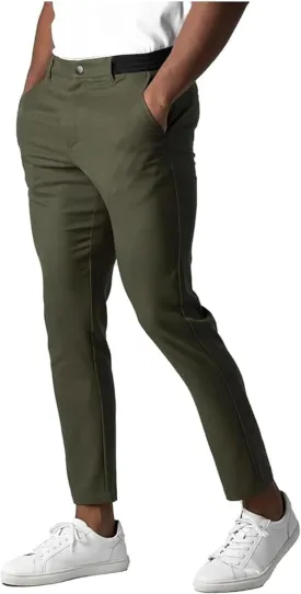 Foueo Active Chinos, Mens Chinos Slim Fit Stretch Skinny Tapered Dress Pants, Mens Slim Fit Joggers Mens Skinny Pants