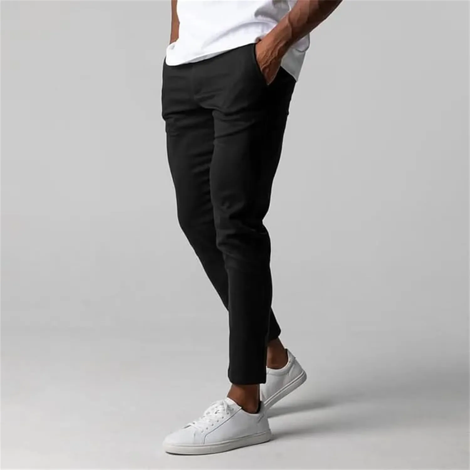Foueo Active Chinos, Mens Chinos Slim Fit Stretch Skinny Tapered Dress Pants, Mens Slim Fit Joggers Mens Skinny Pants