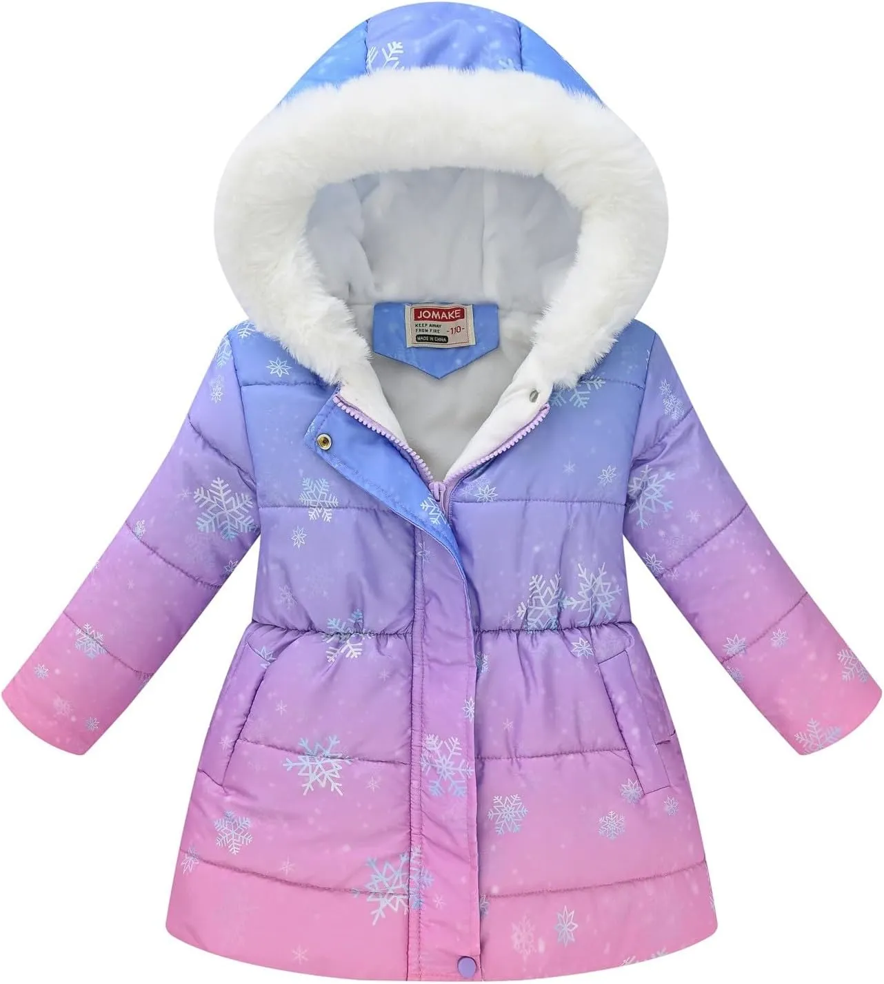 Girls Long Parka Winter Coat Heavyweight Hooded Puffer Jacket with Faux Fur Collar Fleece Lined Down Coat for Kids