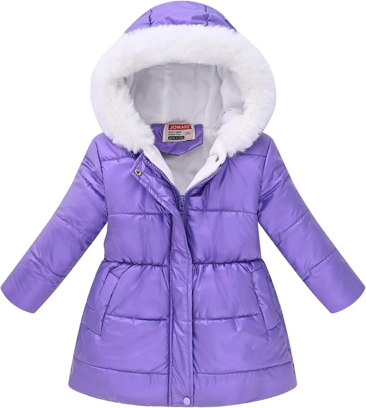 Girls Long Parka Winter Coat Heavyweight Hooded Puffer Jacket with Faux Fur Collar Fleece Lined Down Coat for Kids