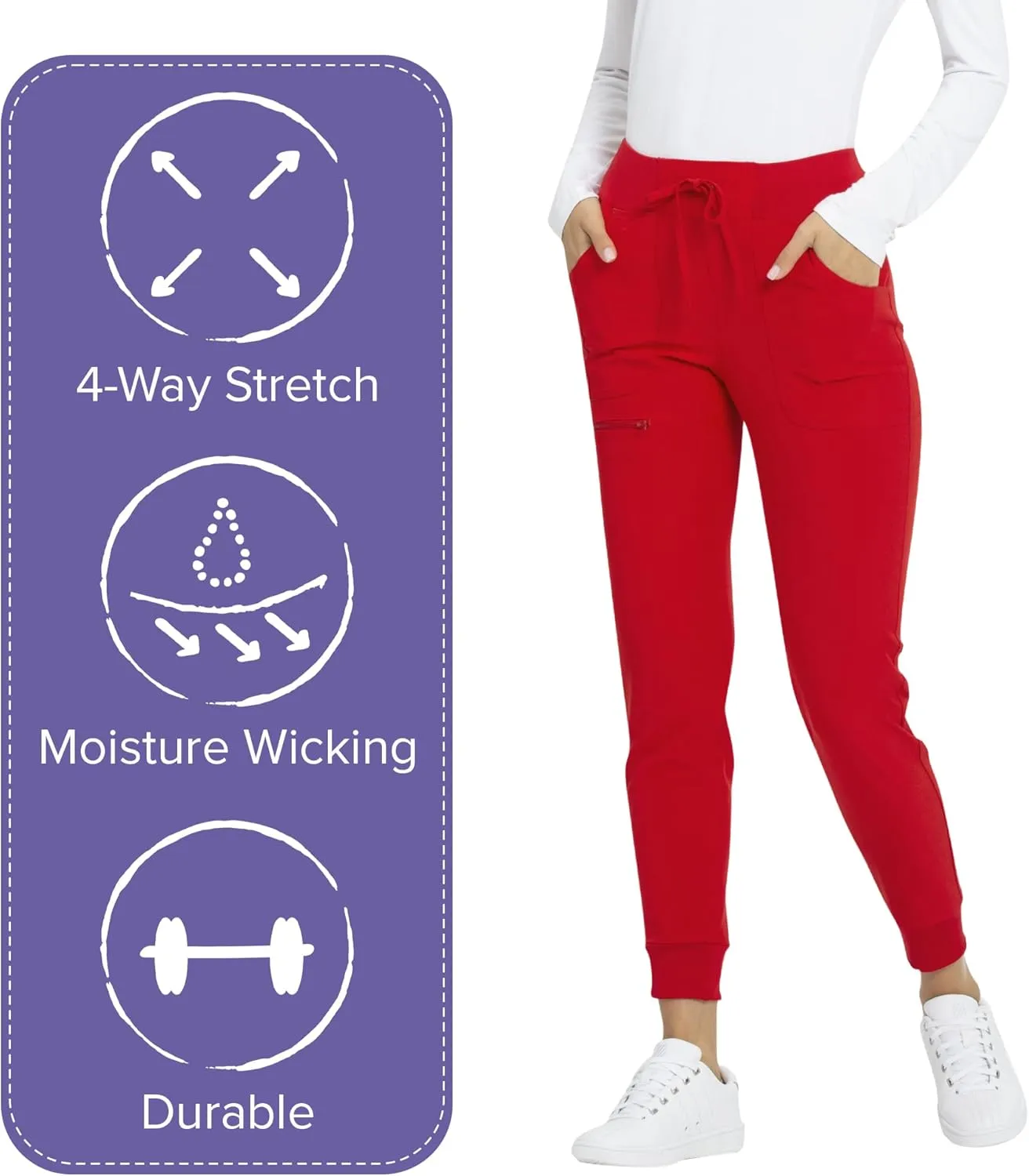 Heartsoul Women's Medical Scrub Jogger Pants Contemporary fit Drawstring waistband Jogger With 5 Pockets - HS030