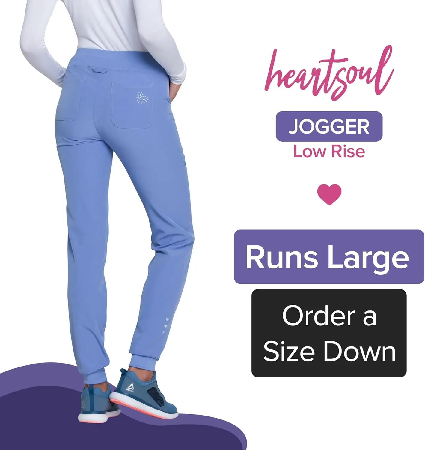 Heartsoul Women's Medical Scrub Jogger Pants Contemporary fit Drawstring waistband Jogger With 5 Pockets - HS030