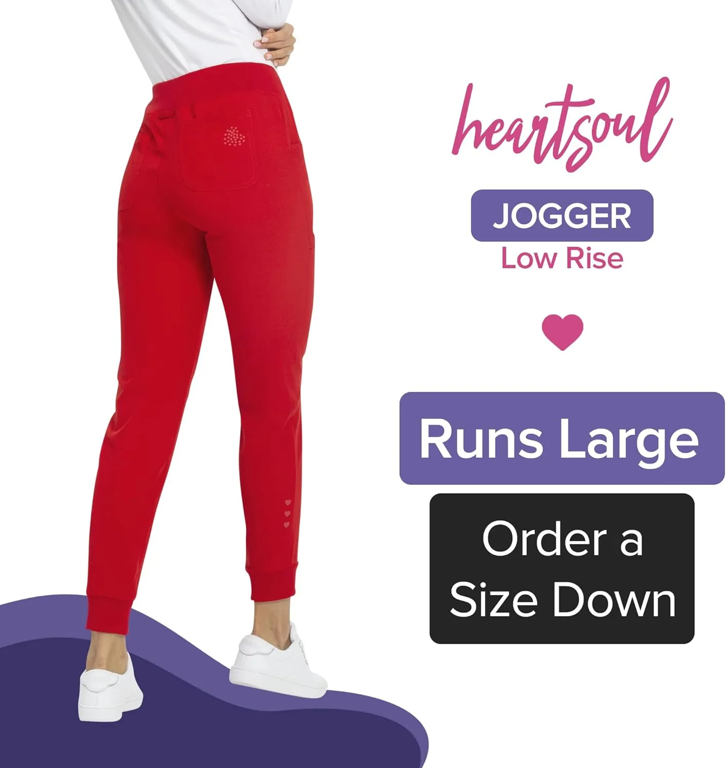 Heartsoul Women's Medical Scrub Jogger Pants Contemporary fit Drawstring waistband Jogger With 5 Pockets - HS030