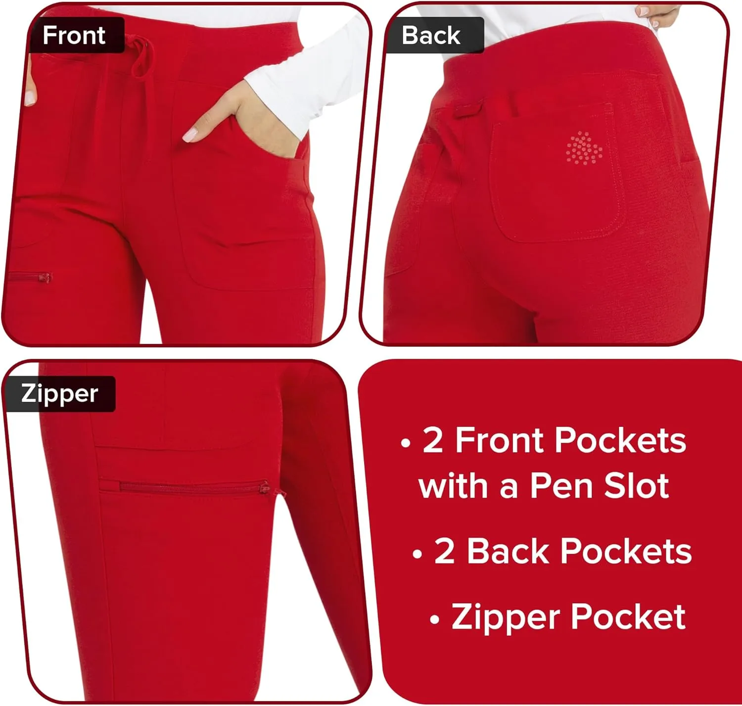 Heartsoul Women's Medical Scrub Jogger Pants Contemporary fit Drawstring waistband Jogger With 5 Pockets - HS030