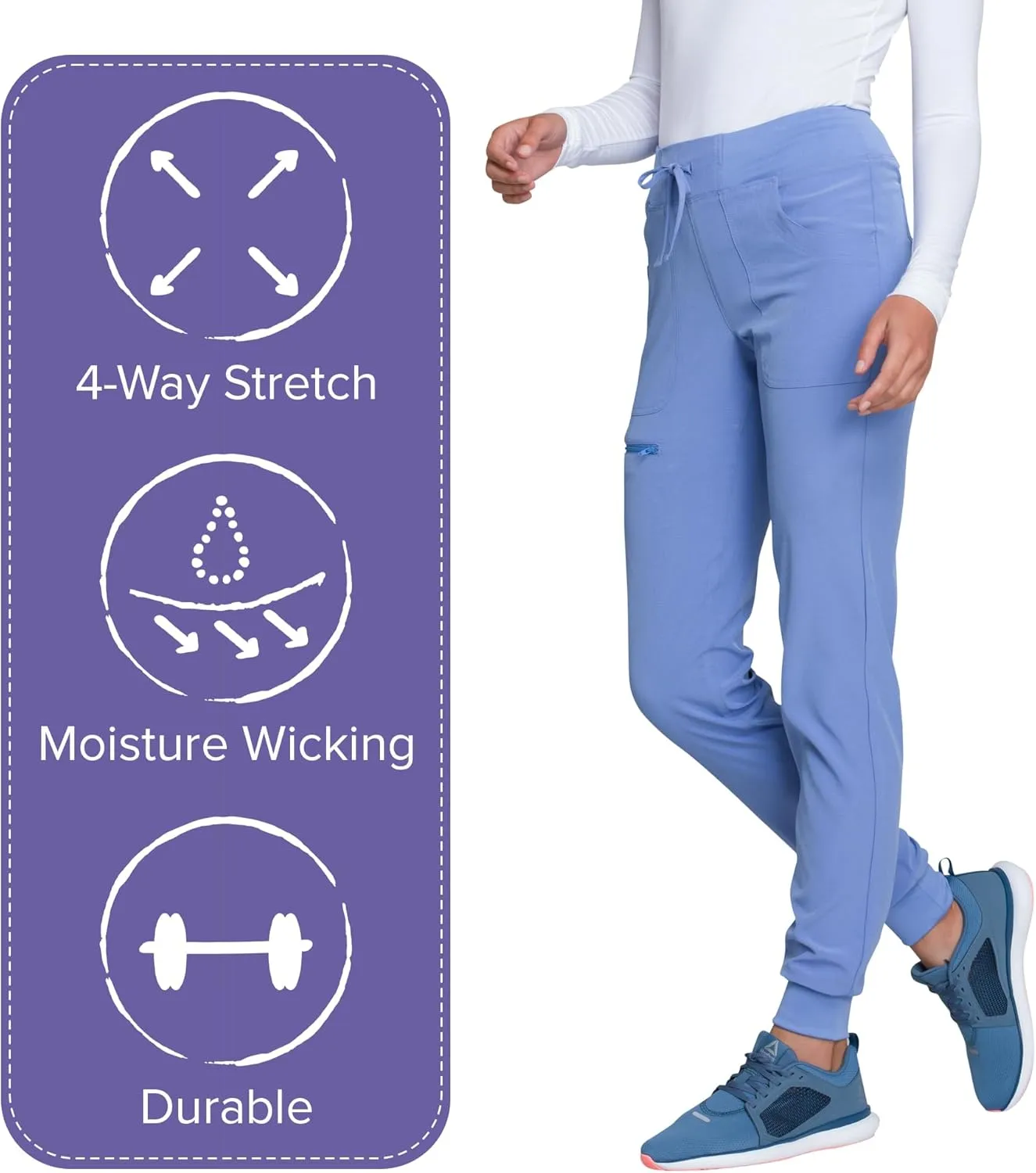 Heartsoul Women's Medical Scrub Jogger Pants Contemporary fit Drawstring waistband Jogger With 5 Pockets - HS030