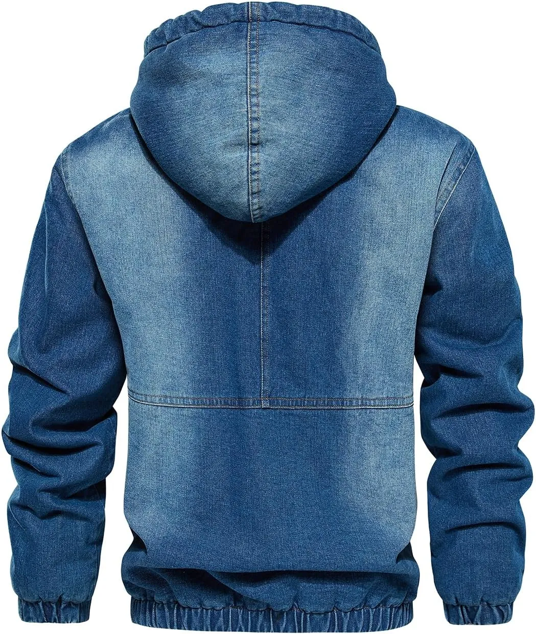 HOOD CREW Mens Winter Jacket Thick Faux Fleece Lined Coat Fashion Denim Jackets with Hood