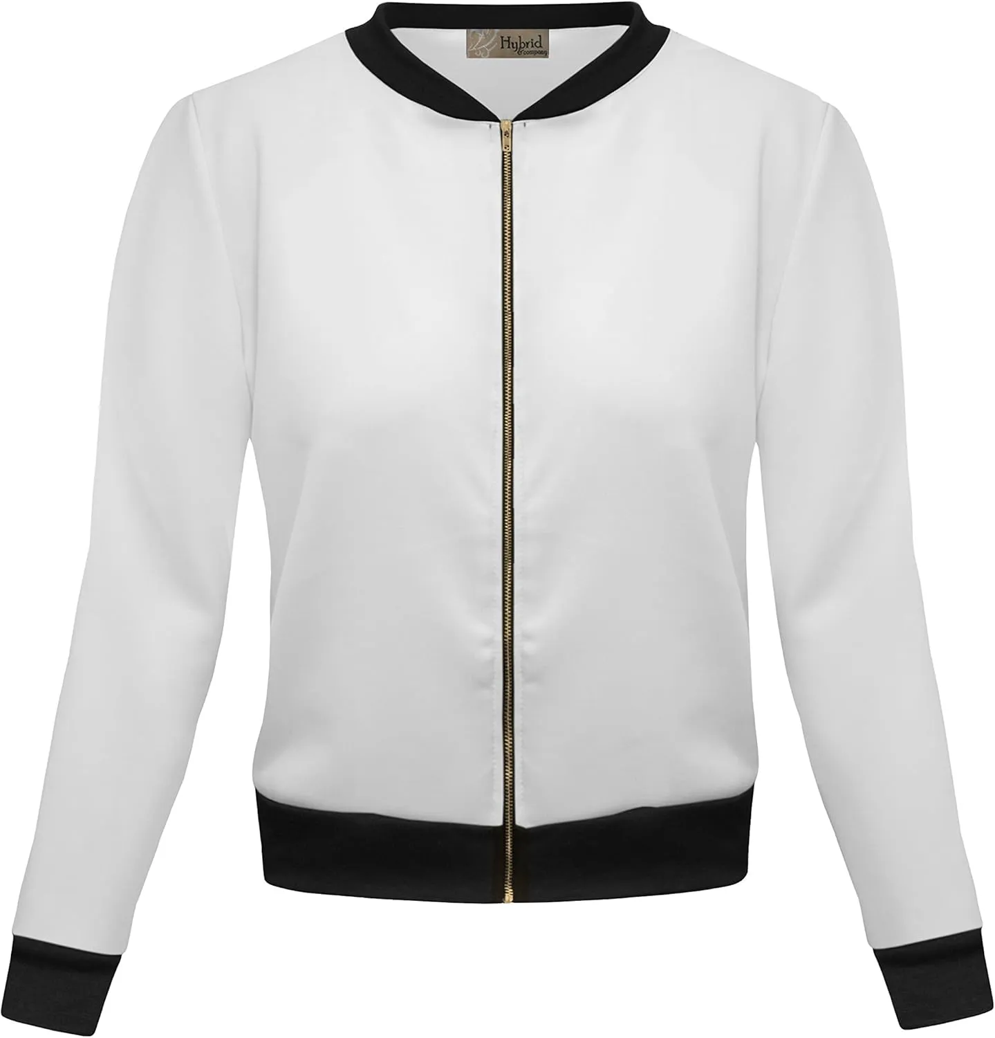 Hybrid & Company Women's Fashion Color Casual Office Comfy Zip Up Bomber Jacket Made in USA
