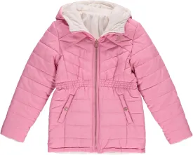 Juicy Couture Girls Reversable Coat, Faux Fur Hooded Winter Jacket, Warm Padded Parka Hoodie, Kids Heavyweight Winter Coat