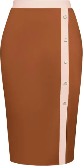 Kate Kasin Womens Business Pencil Skirt Elastic High Waist Below Knee Bodycon Casual Midi Skirt with Slit 2025
