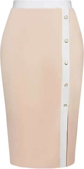 Kate Kasin Womens Business Pencil Skirt Elastic High Waist Below Knee Bodycon Casual Midi Skirt with Slit 2025