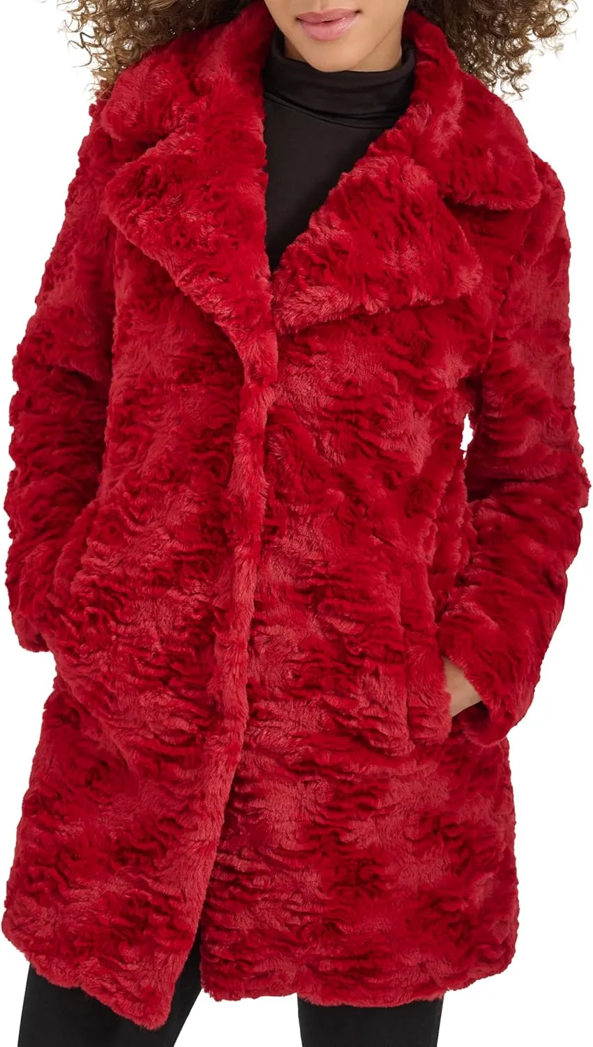 Kenneth Cole Women's Classic Mink Style Faux Fur Coat