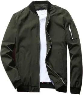 Lavnis Men's Flight Bomber Jacket Lightweight Softshell Coat Sportwear Zipper Windbreaker