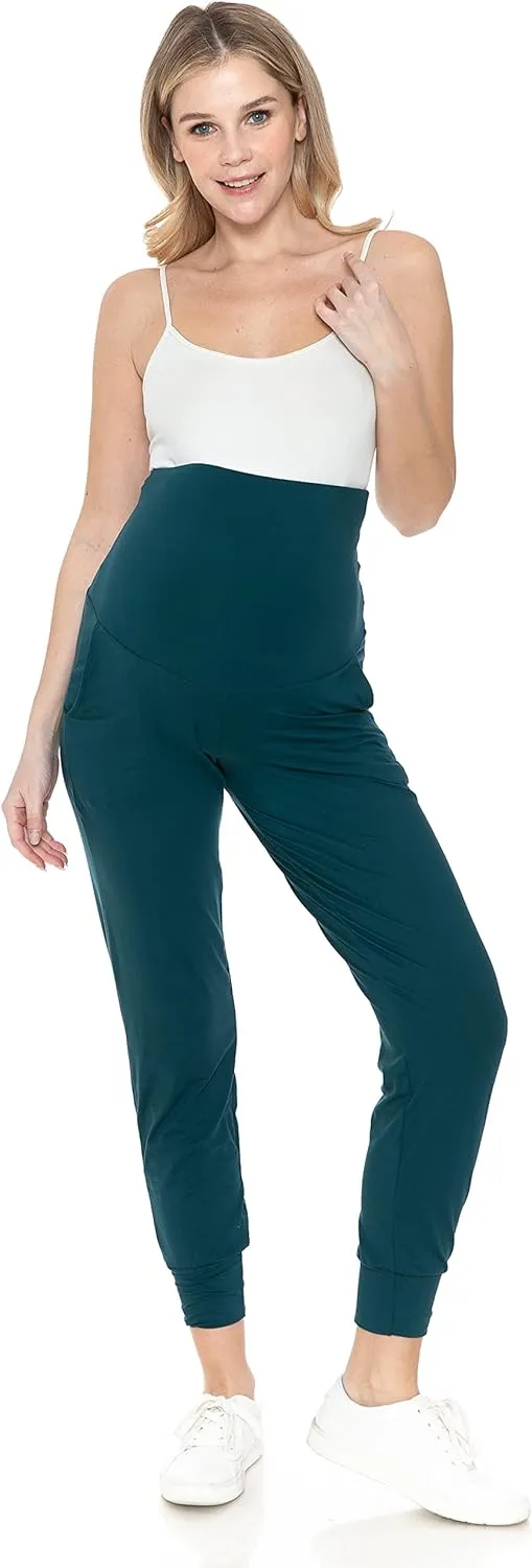 Leggings Depot Maternity Pants for Women Over The Belly Pregnancy Joggers Casual Lounge Pants