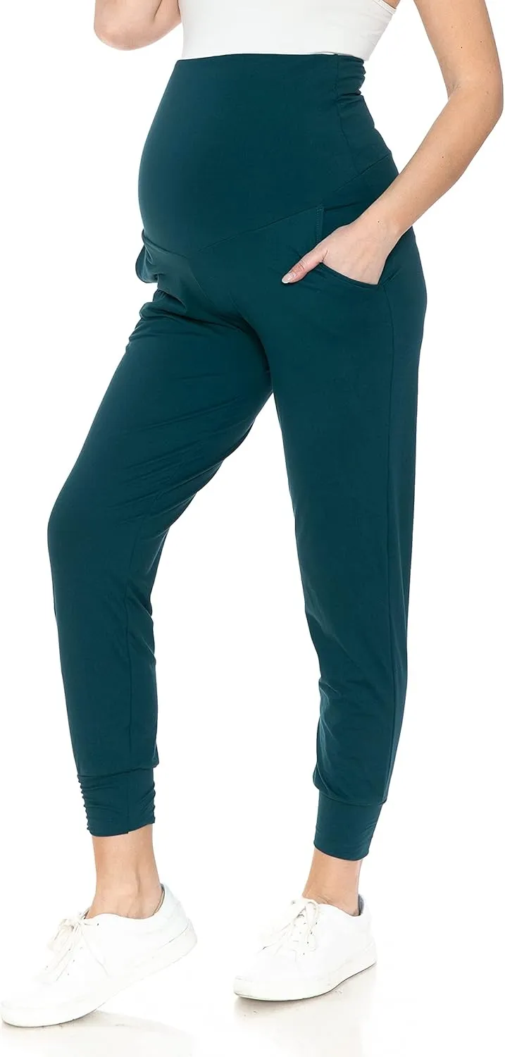 Leggings Depot Maternity Pants for Women Over The Belly Pregnancy Joggers Casual Lounge Pants