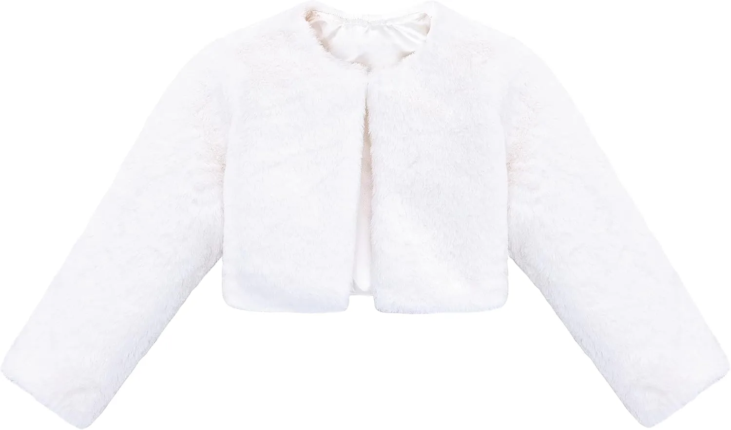 Lilax Girls Cozy Faux Fur Long Sleeve Crew Neck Dress Coat