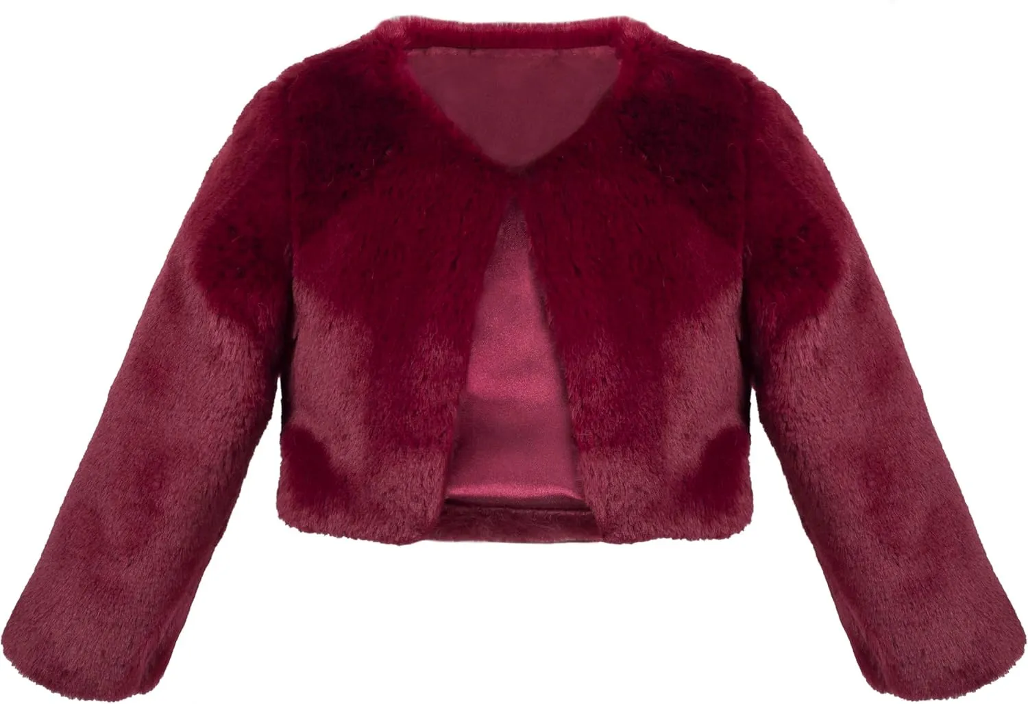 Lilax Girls Cozy Faux Fur Long Sleeve Crew Neck Dress Coat