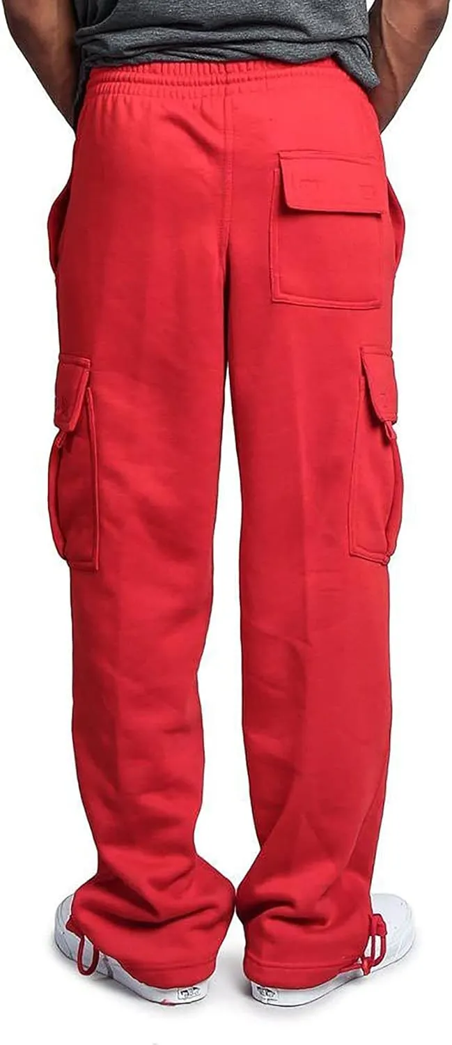 Linen Pants for Men 2023 Fashion Drawstring Stretch Solid Cargo Trousers Multi Pockets Athletic-Fit Sweatpants