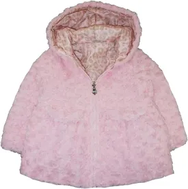 LONDON FOG Baby Girls' Infant Rosette Faux Fur Jacket Lightweight Coat