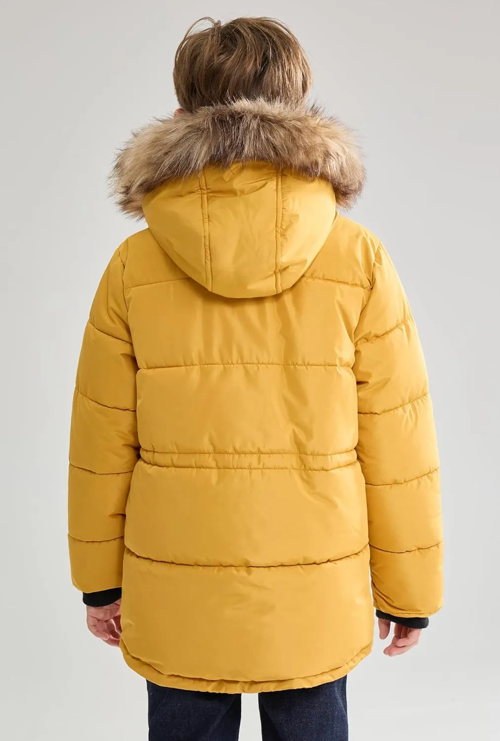 maoo garden Boys Puffer Winter Coat Big Kids Heavyweight Sherpa Lined Fur Hooded Jacket Water-Resistant Snow Parka