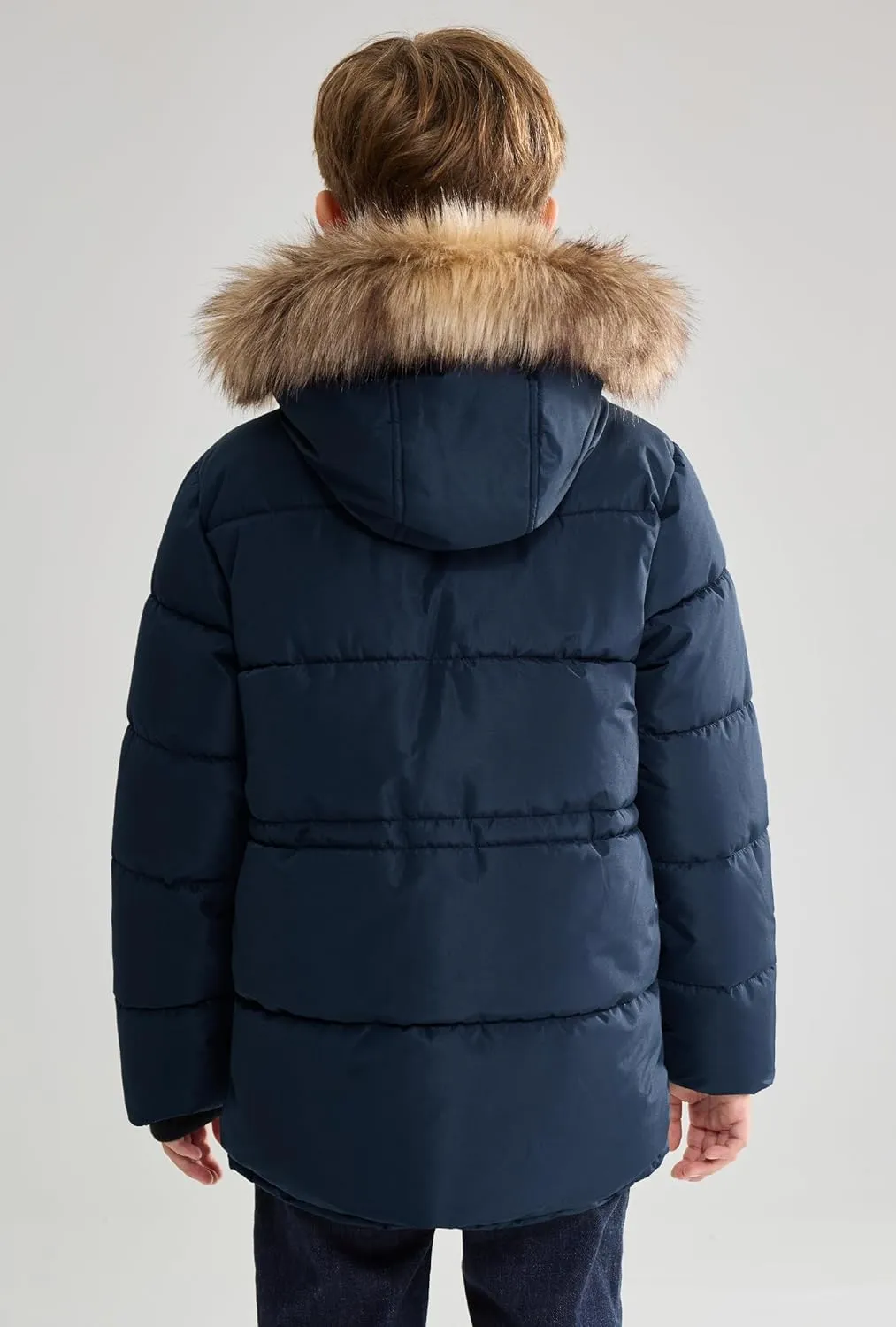 maoo garden Boys Puffer Winter Coat Big Kids Heavyweight Sherpa Lined Fur Hooded Jacket Water-Resistant Snow Parka