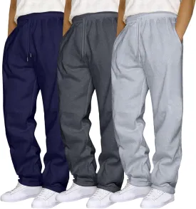 Men's 3 Pack Fleece Sweatpants Athletic Workout Jogger Trousers Baggy Elastic Drawstring Track Pants with Pockets